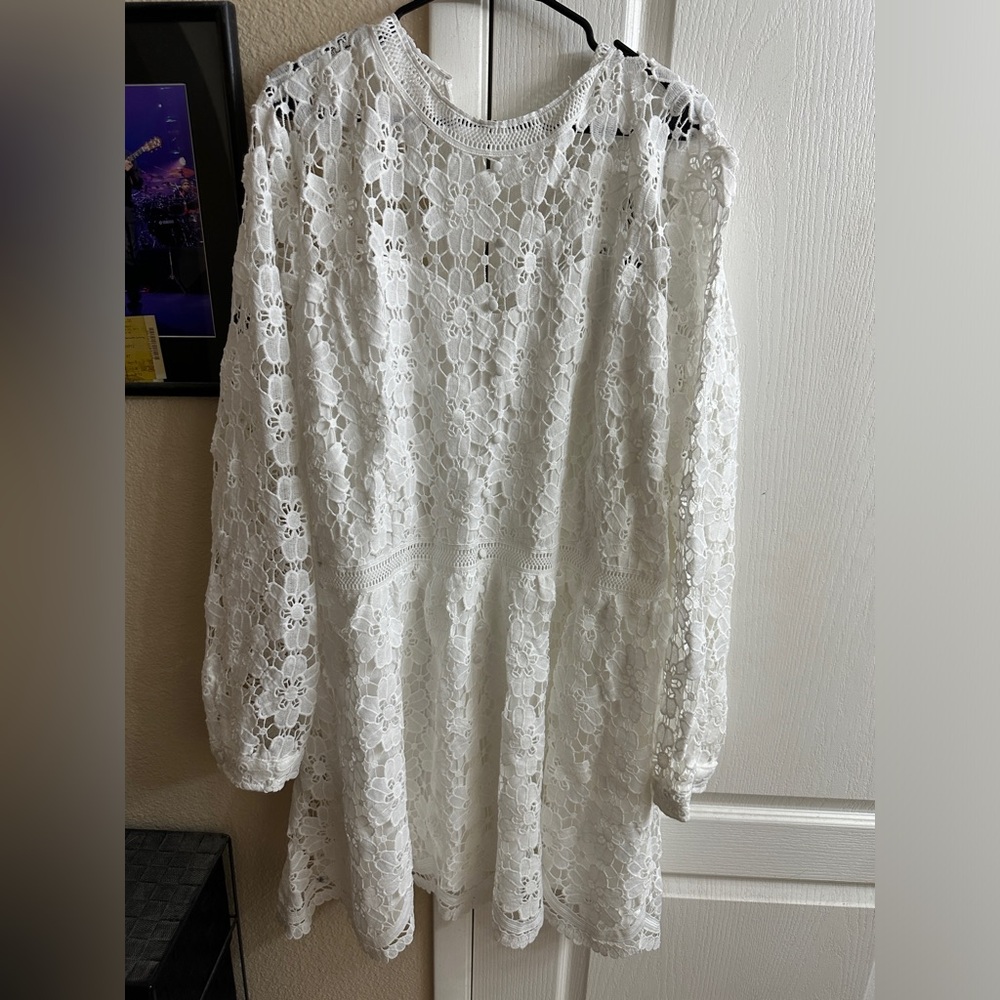 Boohoo Plus White Lace Dress